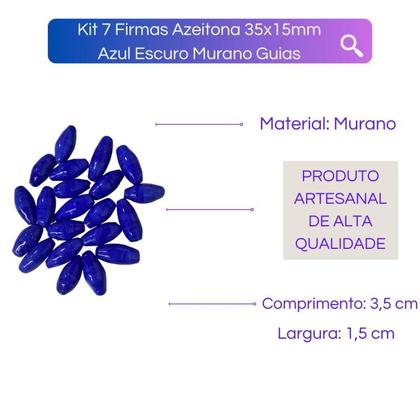 Imagem de Kit 7 Firmas Azeitona 35x15mm Azul Escuro Cl Murano Guias