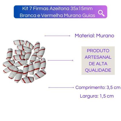 Imagem de Kit 7 Firmas eitona 35X15Mm Branca Vermelho Murano Guias