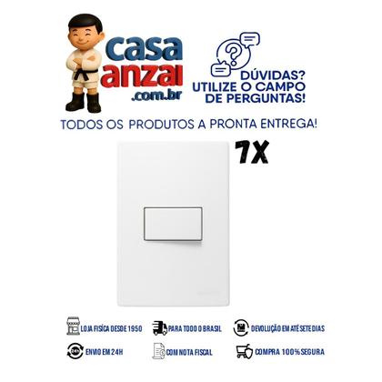 Imagem de Kit 7 Interruptores Simples MG Sleek 10A 4x2 Branco 16017