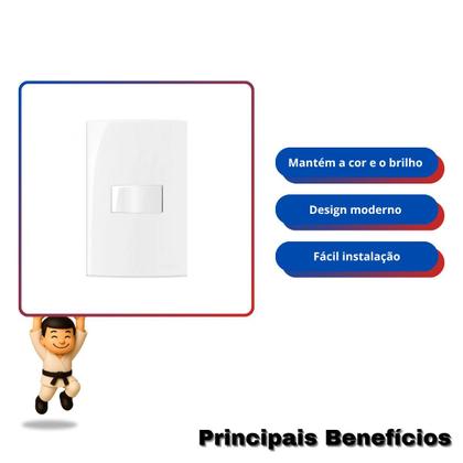 Imagem de Kit 7 Interruptores Simples MG Sleek 10A 4x2 Branco 16017