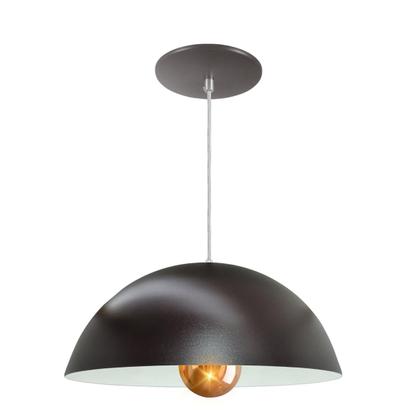 Imagem de Kit 7 Luminária Pendente Meia Lua 34cm Com Interior Branco Brilho Com Fiação 110/220v