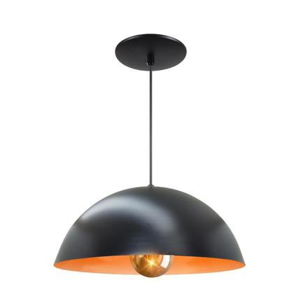 Imagem de Kit 7 Luminária Pendente Meia Lua 34cm Com Interior Laranja Com Fiação 110/220v