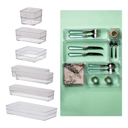 Imagem de Kit 7 Organizador Modular Gaveta Mesa Porta Talher Despensa