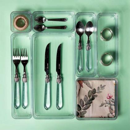 Imagem de Kit 7 Organizador Modular Gaveta Mesa Porta Talher Despensa