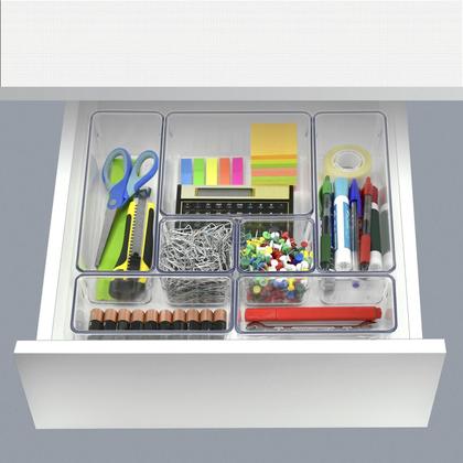 Imagem de Kit 7 Organizador Multiuso Modular Gavetas Maquiagem Cristal