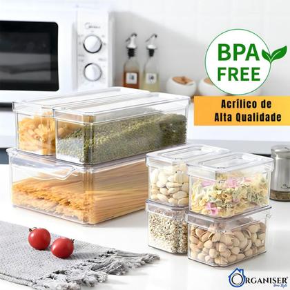 Imagem de Kit 7 Organizadores Geladeira Com Tampa Alimentos Vegetais