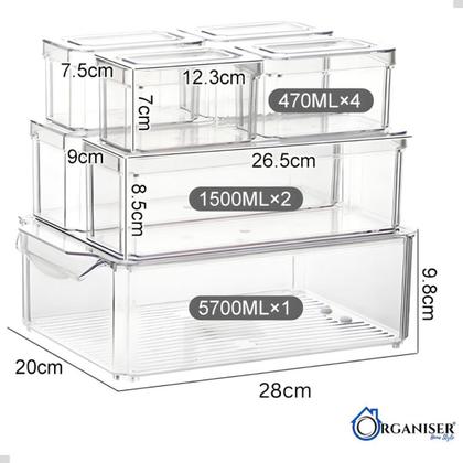 Imagem de Kit 7 Organizadores Geladeira Com Tampa Alimentos Vegetais