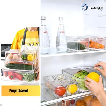 Imagem de Kit 7 Organizadores Geladeira Com Tampa Alimentos Vegetais