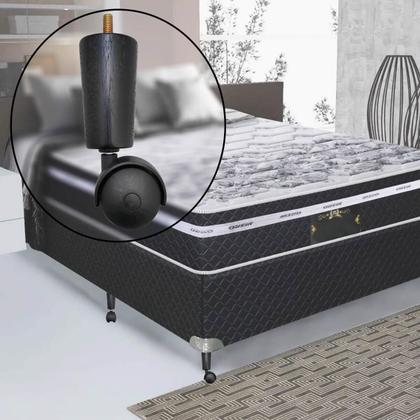 Imagem de Kit 7 Pe De Cama Box Casal Rodinhas Para Moveis Pé Para Cama