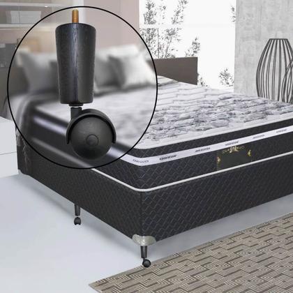 Imagem de Kit 7 Pe De Cama Box Casal Rodinhas Para Moveis Pé Para Cama