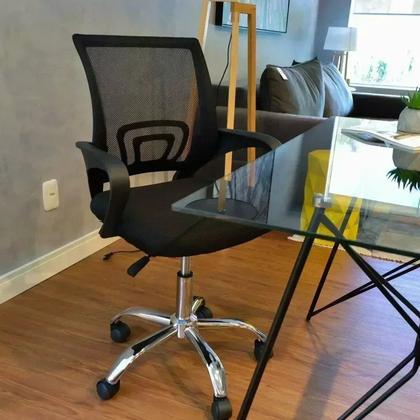 Imagem de Kit 7 Peças com Uma Mesa de Reunião e 6 Cadeiras de Escritório Tela Mesh Espresso Móveis