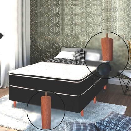 Imagem de Kit 7 Pes De Cama Box Casal com 5 Pé Palito Fixo 2 Rodizios
