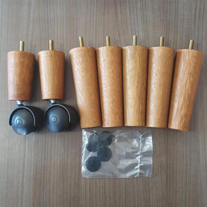 Imagem de Kit 7 Pes De Cama Box Casal com 5 Pé Palito Fixo 2 Rodizios