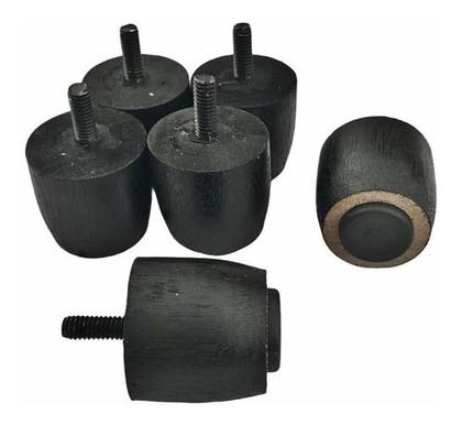 Imagem de Kit 7 Pés Para Cama Box Baú Casal JR Preto Altura 4cm Madeira Maciça