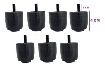 Imagem de Kit 7 Pés Para Cama Box Baú Casal JR Preto Altura 4cm Madeira Maciça