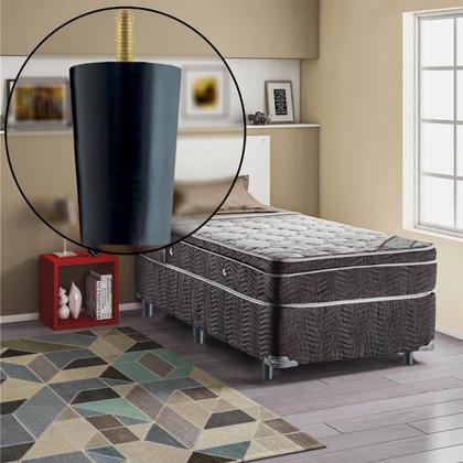 Imagem de Kit 7 Pés Para Cama Box Casal Pezinhos 6cm Preto em Madeira