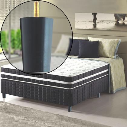 Imagem de Kit 7 Pés Para Cama Box Casal Pezinhos 6cm Preto em Madeira