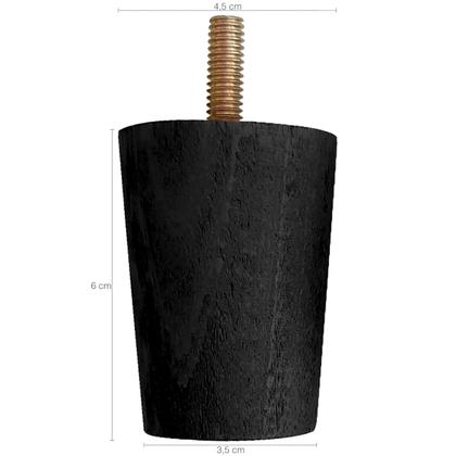 Imagem de Kit 7 Pés Para Cama Box Casal Pezinhos 6cm Preto em Madeira