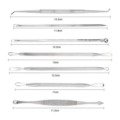 Imagem de Kit 7 Pinças Extrator De Cravos e Espinhas  Profissional Com Estojo