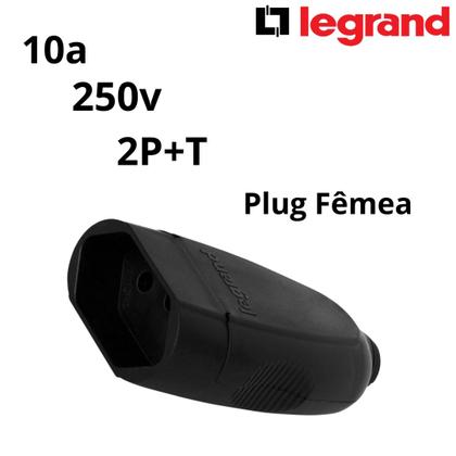 Imagem de Kit 7 Plug Femea 2p+t Pb Axial 10a 250v Cor Preto Legrand
