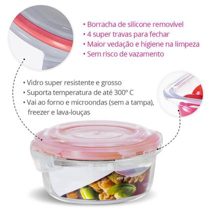 Imagem de KIT 7 Potes de Vidro Redondo com Tampa Hermética 620ml