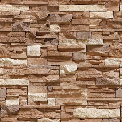 Imagem de Kit 7 Rolos Papel De Parede Adesivo Pedra Marrom 3,0M