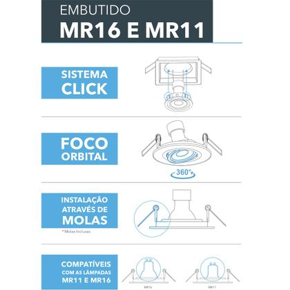 Imagem de Kit 7 Spot Embutir Quadrado Mr11 Branca e Preto + Led 4w