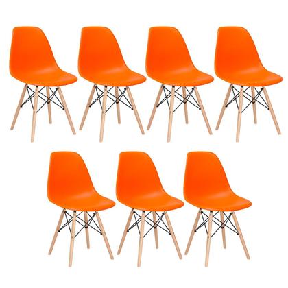 Imagem de Kit - 7 x cadeiras Charles Eames Eiffel DSW - Base de madeira clara
