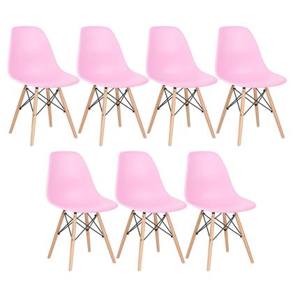 Imagem de Kit - 7 x cadeiras Charles Eames Eiffel DSW - Base de madeira clara