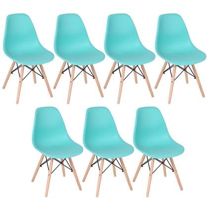 Imagem de Kit - 7 x cadeiras Charles Eames Eiffel DSW - Base de madeira clara