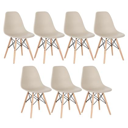 Imagem de Kit - 7 x cadeiras Charles Eames Eiffel DSW - Base de madeira clara