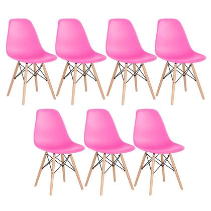 Imagem de Kit - 7 x cadeiras Charles Eames Eiffel DSW - Base de madeira clara