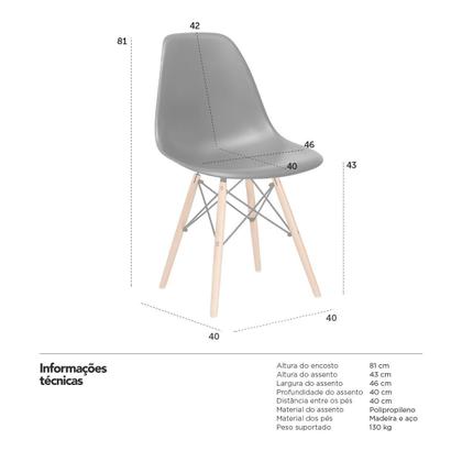 Imagem de Kit - 7 x cadeiras Charles Eames Eiffel DSW - Base de madeira clara
