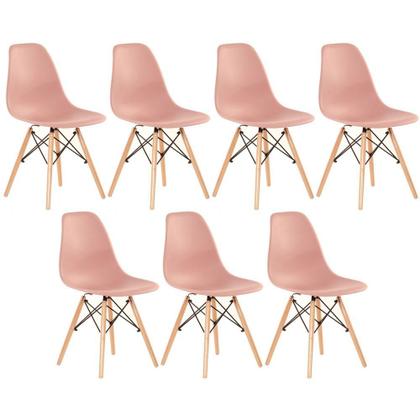 Imagem de Kit - 7 x cadeiras Charles Eames Eiffel DSW - Base de madeira clara