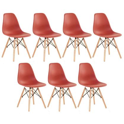 Imagem de Kit - 7 x cadeiras Charles Eames Eiffel DSW - Base de madeira clara