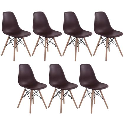 Imagem de Kit - 7 x cadeiras Charles Eames Eiffel DSW - Base de madeira clara