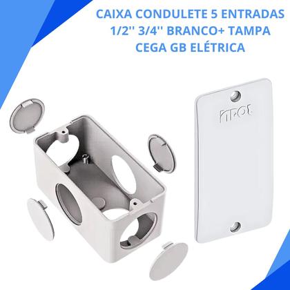 Imagem de Kit 70 CONDULETE 5 ENTRADAS 1/2'' 3/4'' BRANCO com Tampa