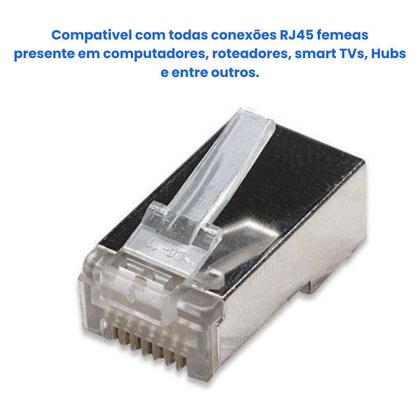 Imagem de Kit 70 Conector Blindado Rj45 Cristal 8P8C Cat6