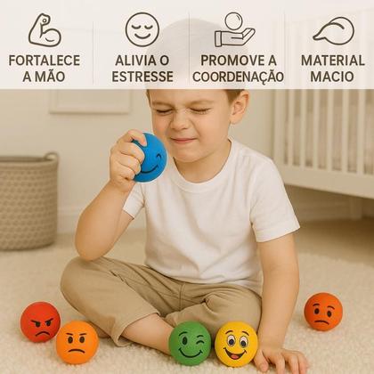 Imagem de Kit 72 Bolinhas Bola Macia Emoji Anti Stres Smile Massagem