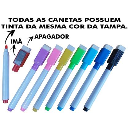 Imagem de Kit 72 Canetas Coloridas Quadro Branco Com Apagador E Imã