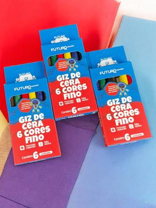 Kit 72un de Giz de cera c/6 cores fino colorido escola curso - Genérica Imagem de Kit 72un de Giz de cera c/6 cores fino colorido escola curso