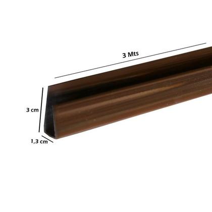 Imagem de Kit 75m de Acabamento Perfil "U" p/Forro PVC 3CMX3M Marrom/Mogno Bariri