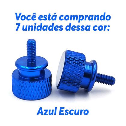 Imagem de Kit 7x Parafuso Gabinete Gamer PC Computador Fonte Slots Placa de Vídeo Lateral em Liga de Alumínio Anodizado