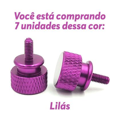 Imagem de Kit 7x Parafuso Gabinete Gamer PC Computador Fonte Slots Placa de Vídeo Lateral em Liga de Alumínio Anodizado