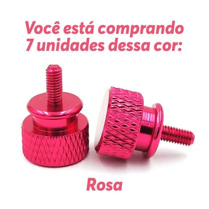 Imagem de Kit 7x Parafuso Gabinete Gamer PC Computador Fonte Slots Placa de Vídeo Lateral em Liga de Alumínio Anodizado