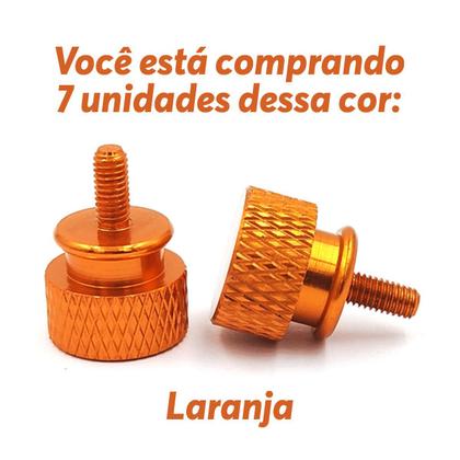 Imagem de Kit 7x Parafuso Gabinete Gamer PC Computador Fonte Slots Placa de Vídeo Lateral em Liga de Alumínio Anodizado