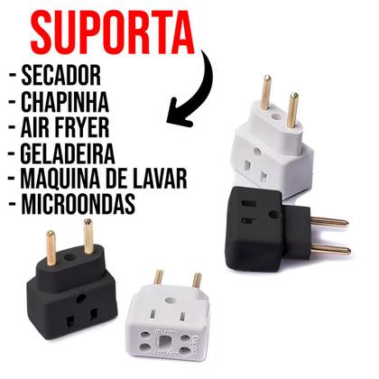 Imagem de Kit 8 Adaptador de Tomada Ultra Resistente Secador Air Fryer Microondas Geladeira Benjamin Bivolt