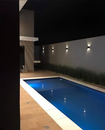 Imagem de Kit 8 Arandelas 2 frisos 2 fachos  Para Fachadas e Jardins , Luminária Decorativa para Parede Externa e Interna Corredor, Jardim, Muro e Piscina