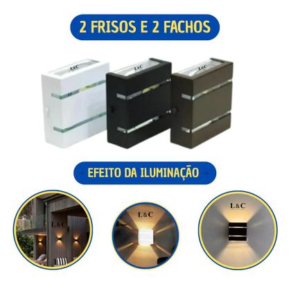 Imagem de Kit 8 Arandelas 2 frisos 2 fachos  Para Fachadas e Jardins , Luminária Decorativa para Parede Externa e Interna Corredor, Jardim, Muro e Piscina