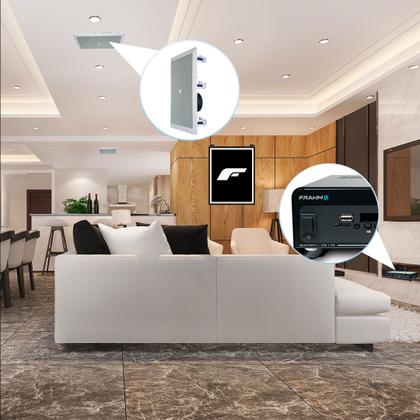 Imagem de Kit 8 Arandelas Jbl de Embutir Teto Som Ambiente Apartamento + Amplificador Bluetooth Usb Tv